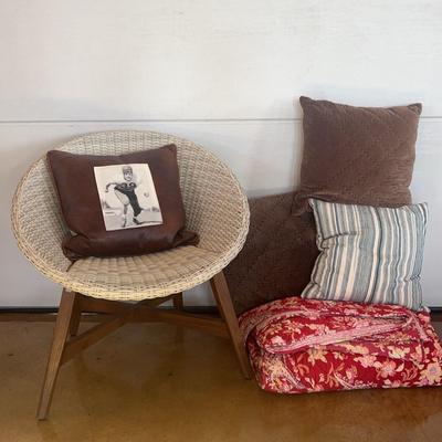 Lot Of Furniture: Chair, Pillows, Quilt, Pillow Cases