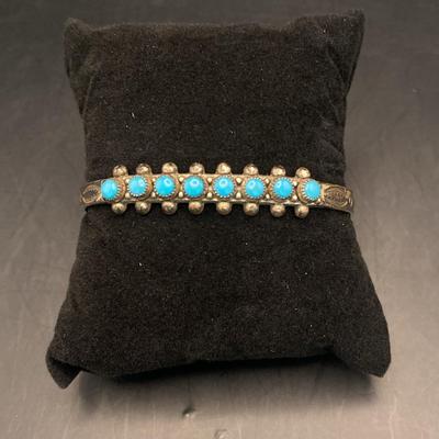 Sterling silver Navajo snake eye turquoise cuff bracelet 9.2 g total