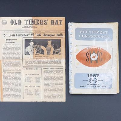 Vintage Old Timers Day Publication and 1967 SWC Football Roster/Record Book