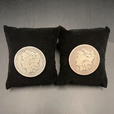 1883 S Morgan Silver Dollar And 1882 S Morgan Silver Dollar