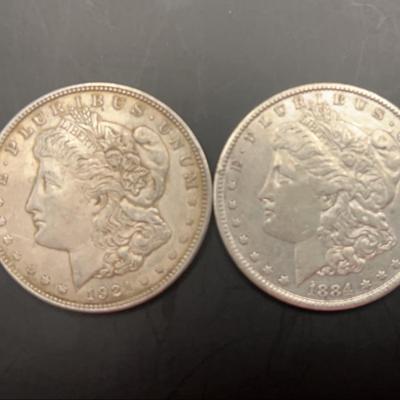 1921 P Morgan Silver Dollar And 1884 P Morgan Silver Dollar