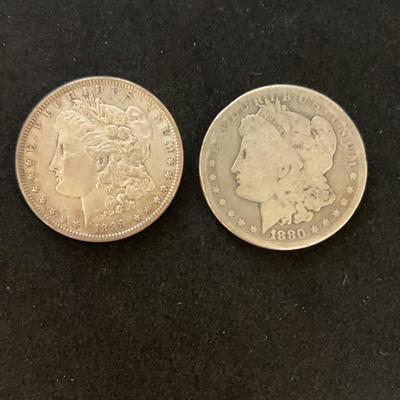1889 P Morgan Silver Dollar And 1880 P