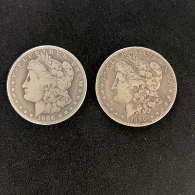 1900 O Morgan Silver Dollar And 1890 O Morgan Silver Dollar