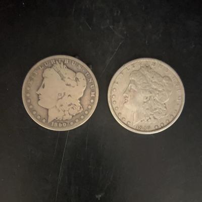 1890 O Morgan Silver Dollar And 1889 P Morgan Silver Dollar