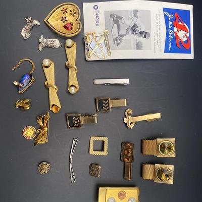 Lot Of Tie Tacs, Tie Clips, Cuff Links, Pins And Jackie Robinson Pin
