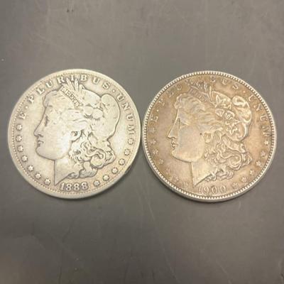 1888 O Morgan Silver Dollar And 1900 P Morgan Silver Dollar