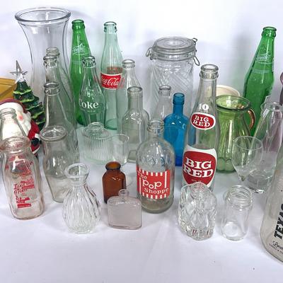 Huge Lot Of Glass Bottles, And Vases Some Old Some New