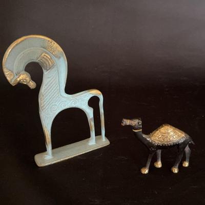Greek Horse Bronze Statue (Small); Vintage Etched Bronze Camel