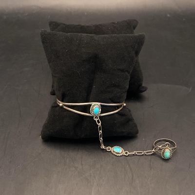 Childrens Navajo Sterling Silver Turquoise Cuff Bracelet 6.4 Grams Total