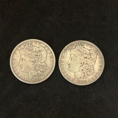 1880 P Morgan Silver Dollar And 1890 P Morgan ￼Silver Dollar