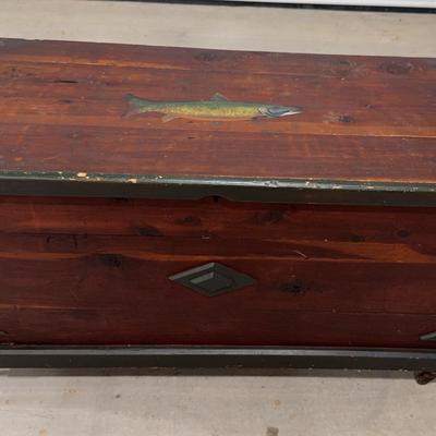 Vintage Hand Painted Cedar Chest