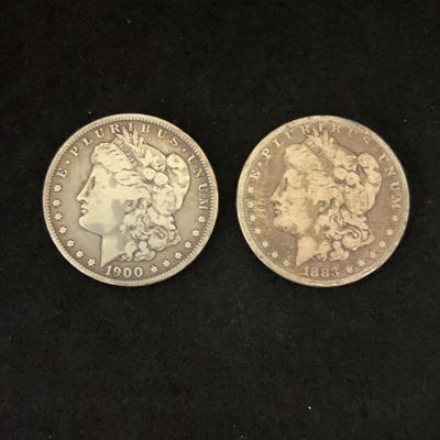 1883 P Morgan Silver Dollar And 1900 Morgan Silver Dollar