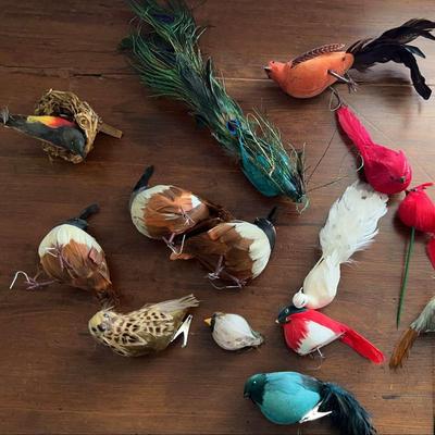 Real Feather Bird Ornaments