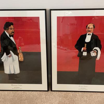 Pair of Framed Prints of French Waiters