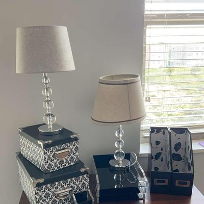Black White And Clear Themed Desk Organization And More
