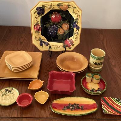 Gold Green & Burgundy Dishes