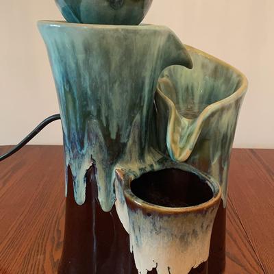 Teal & Brown 3-Tier Ceramic Water Fountain