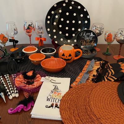 Halloween Dishes Glasses & More Mystery Lot