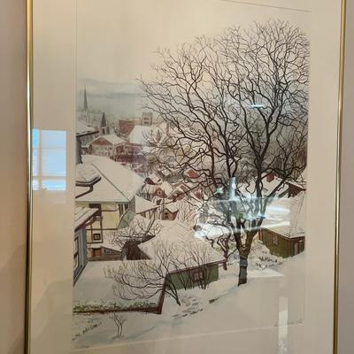 "Snowy Village" Signed & Numbered Framed Print