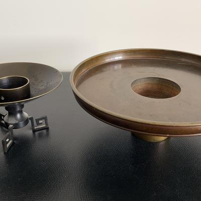 Pair of Japanese Metal Flower Arrangement Dishes
