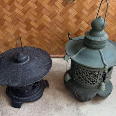 Two Cast-Iron Pagoda Lanterns