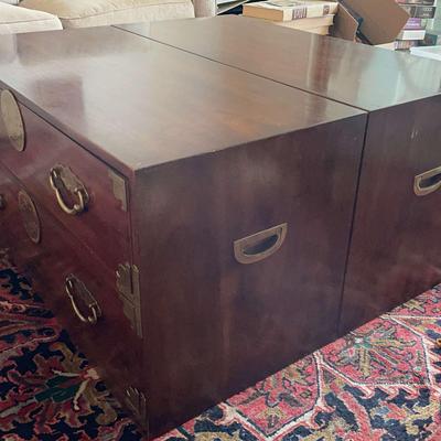 Pair of 1970's Henredon Walnut Campaign Chests