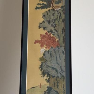 Dottie Blair - Seaside Landscape - Tall Asian Framed Silk Painting