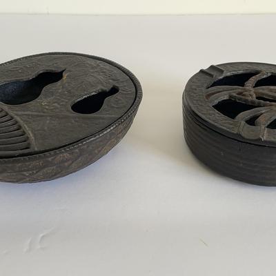 Antique Japanese Cast Iron Incense Burner & Dragonfly Ashtray