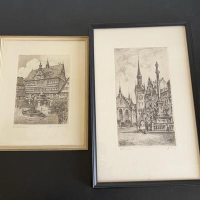 Two Framed And Matted Print And Etching 