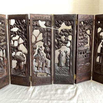 Korean Zelkova Hand Carved Screen
