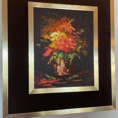 Flowers In A Vase In Velvet Frame