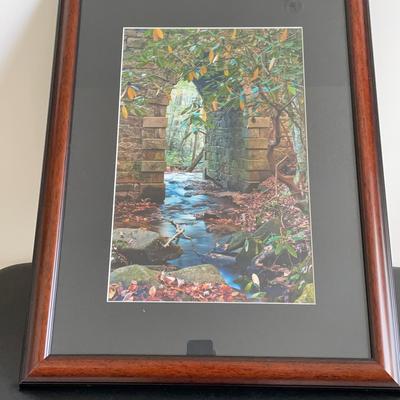 Framed Photo Of A Creek Under A Stone Bridge
