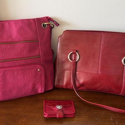 Pink And Red Handbags And Wallet