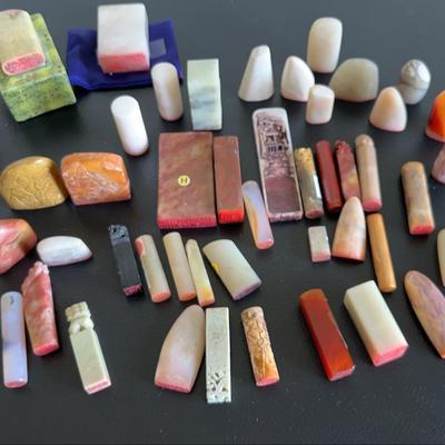 Collection Of Stone Asian Stamps