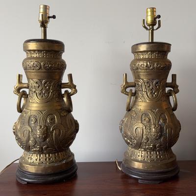 Pair of James Mont Asian Regency Table Lamps