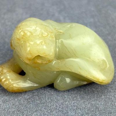 Chinese Carved Jade Lion Figure - Likely Qing Dynasty
