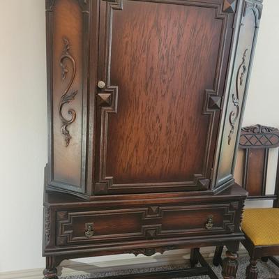 Antique Jacobean China Cabinet Buffet