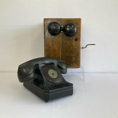 Vintage Western Electric Hand Crank Wall Mount With Desk Phone 