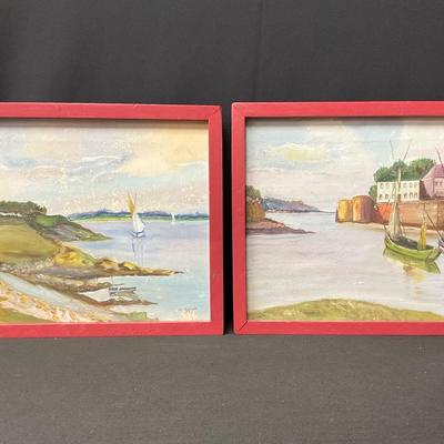 Pair of Harbor Paintings by Iva Edwards