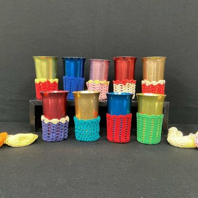Aluminum Tumblers With Crocheted Cozies
