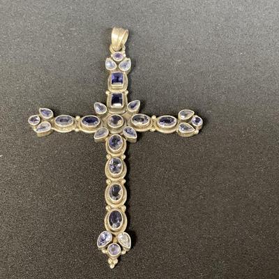 Sterling Silver Amethyst Cross Pendant