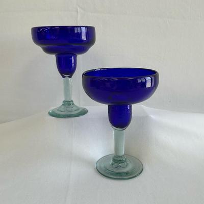 Mexican Blown Cobalt Blue Margarita Glasses