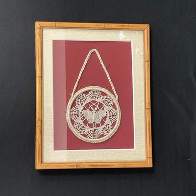 Vintage Framed Crotchet Wall Hanging 
