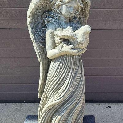 Concrete Angel w/ Bird Statue
