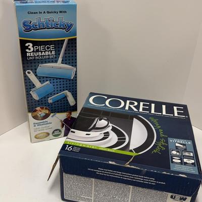 Sale Photo Thumbnail #275: Corelle Livingware Urban Black 16 Pieces Dinnerware | Schticky 3 Piece Reusable Lint Roller Set