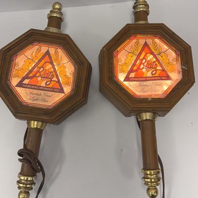 Sale Photo Thumbnail #28: Vintage Blatz Beer Sconces (2)