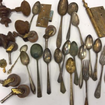 Sale Photo Thumbnail #51: Vintage Silverplate Spoons | Forks| Casters (6) | Brass Hinge