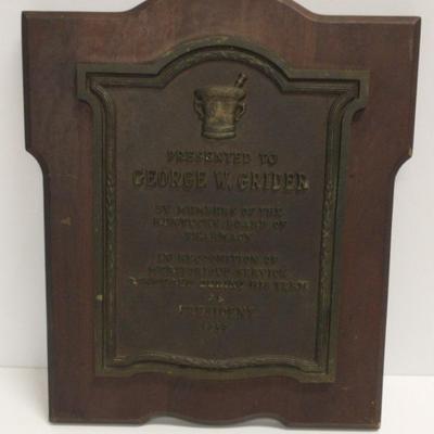 Sale Photo Thumbnail #19: 1955 Kentucky Board of Pharmacy Presidential Plaque Presented to George W. Grider