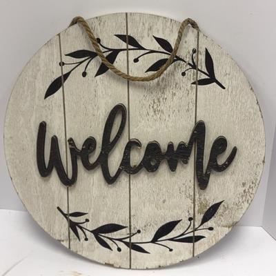 Sale Photo Thumbnail #69: Rustic Wood Welcome Sign | Rope Hanger