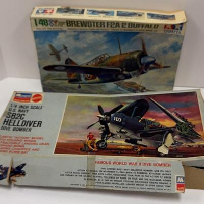 Sale Photo Thumbnail #218: Monogram Mattel U.S. Navy SB2C Helldiver Dive Bomber 1/4” Scale | Tamiya Brewster F2A 2 Buffalo 1/48